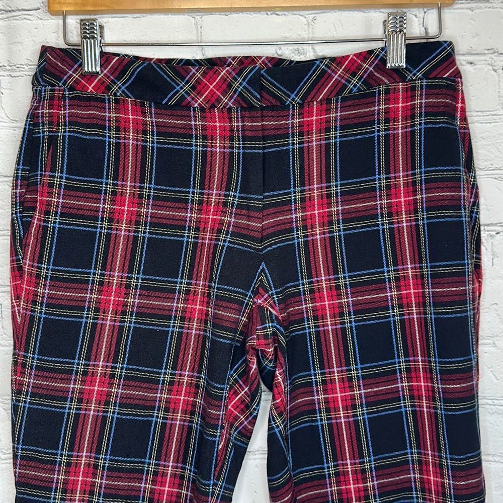J. Jill Women’s Cropped Pants‎ size 6 Black Red Tartan Plaid Premium Bi-Stretch - Picture 2 of 8